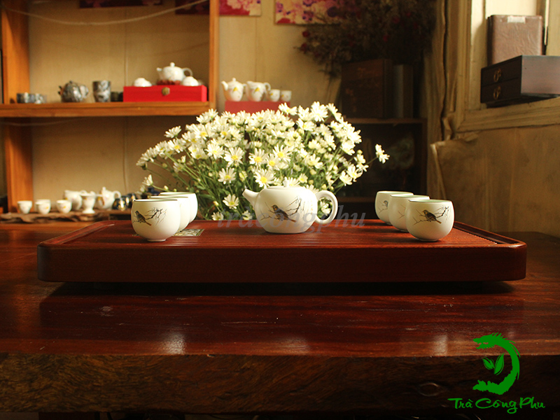 Combo khay trà giáng hương khuyên điểu - KBA035
